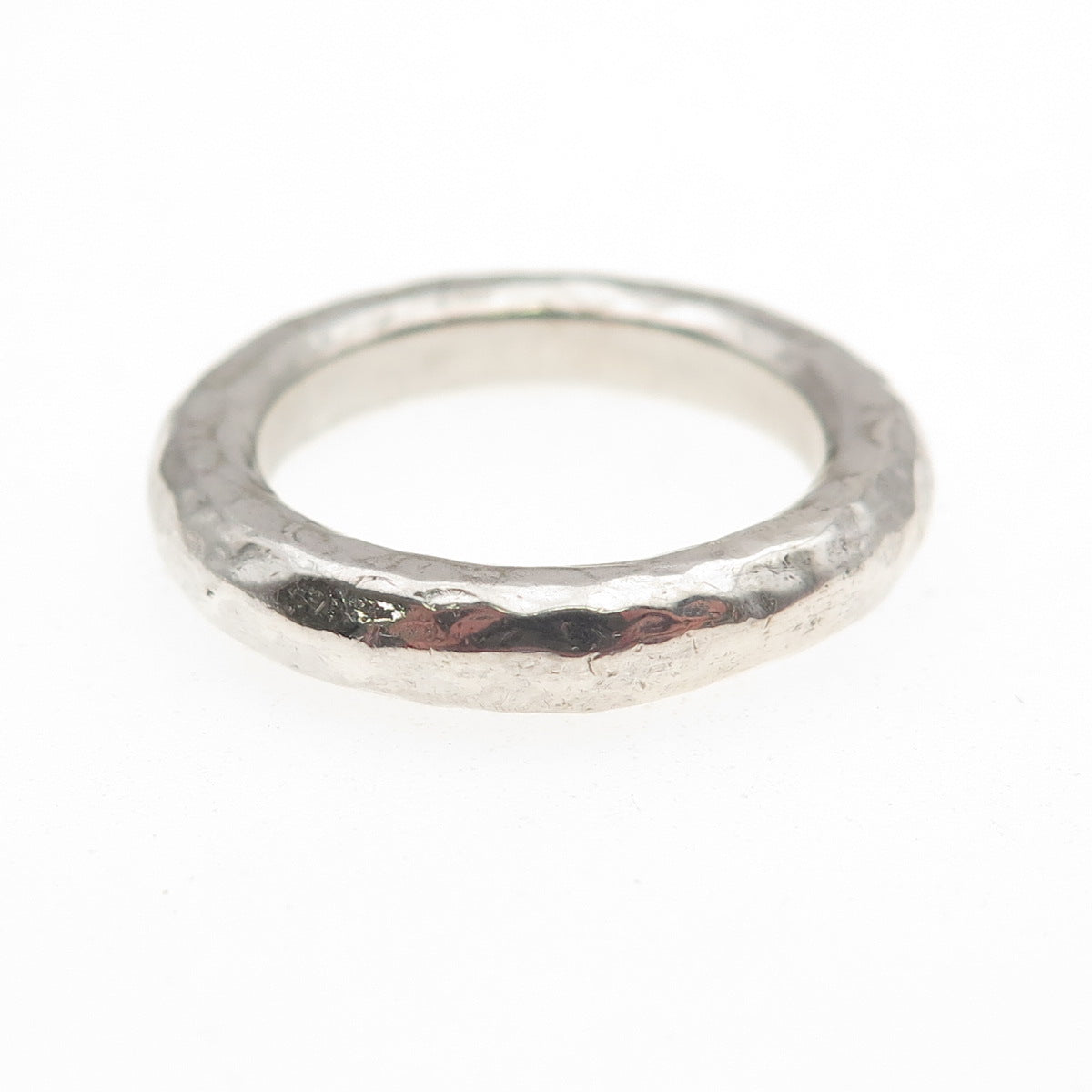 925 Sterling Silver Vintage Hammered Band Ring Size 7.25