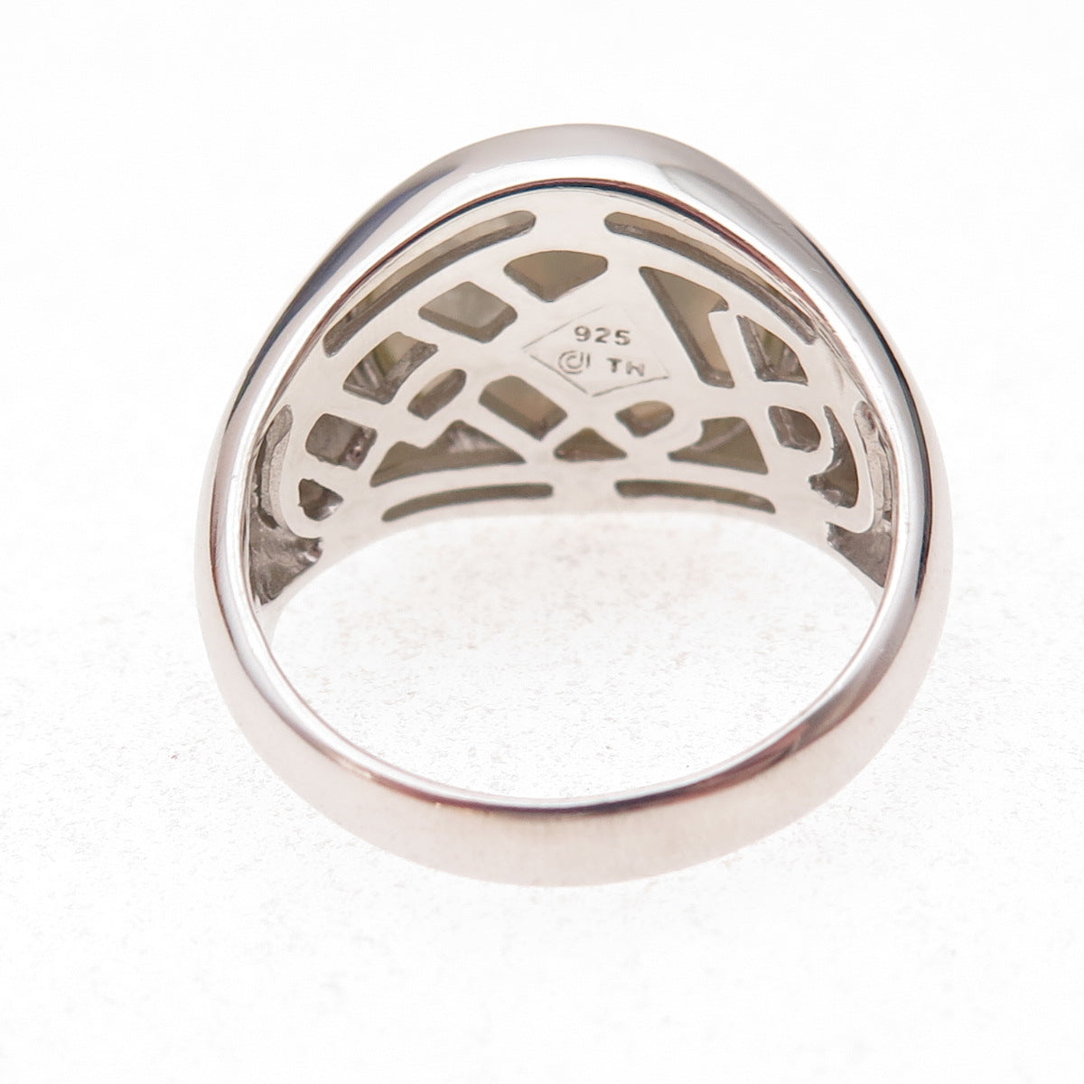 Dasan 925 Sterling Silver Vintage Real MOP Maltese Cross Ring Size 10.5