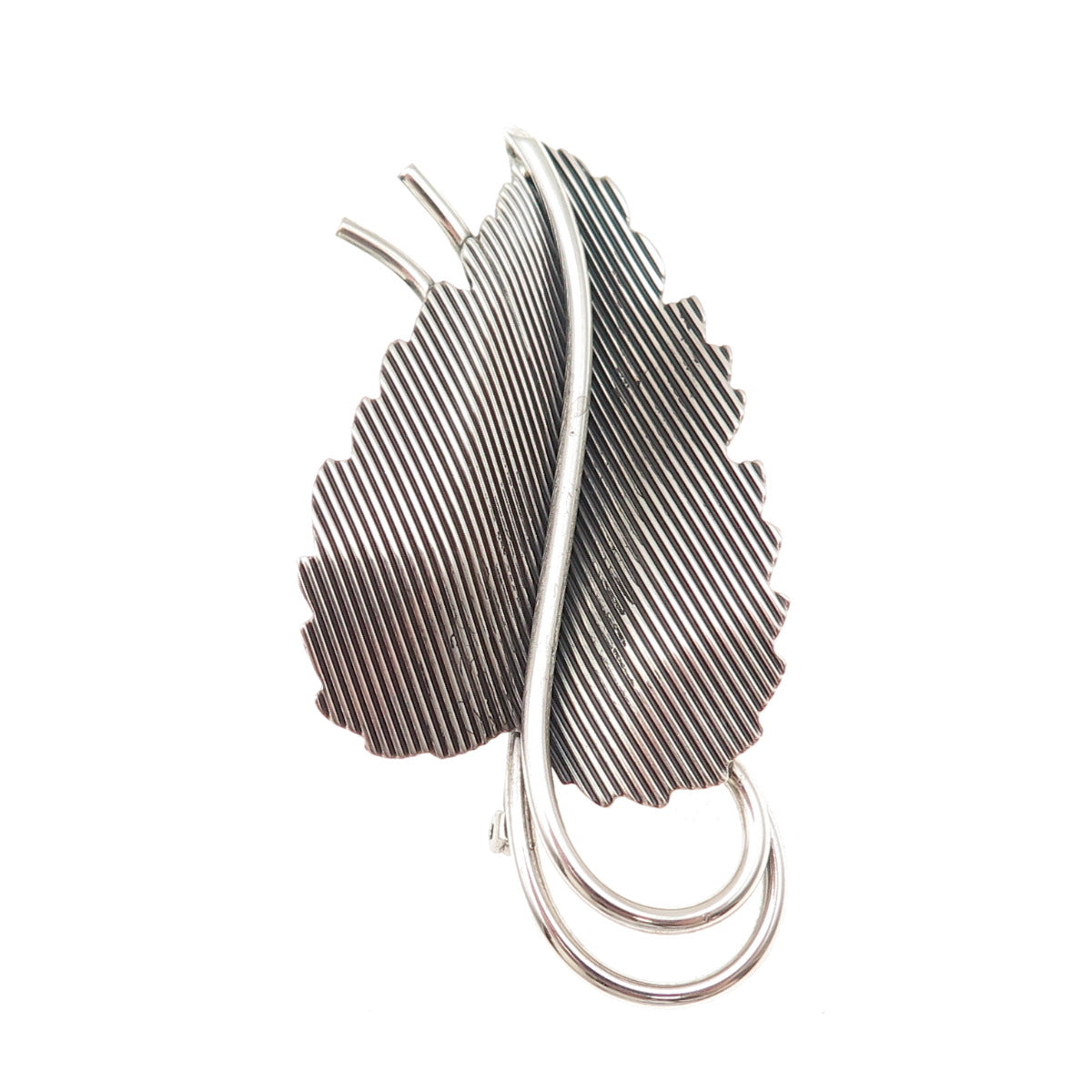 Danecraft 925 Sterling Silver Vintage Modernist Floral Oxidized Pin Brooch