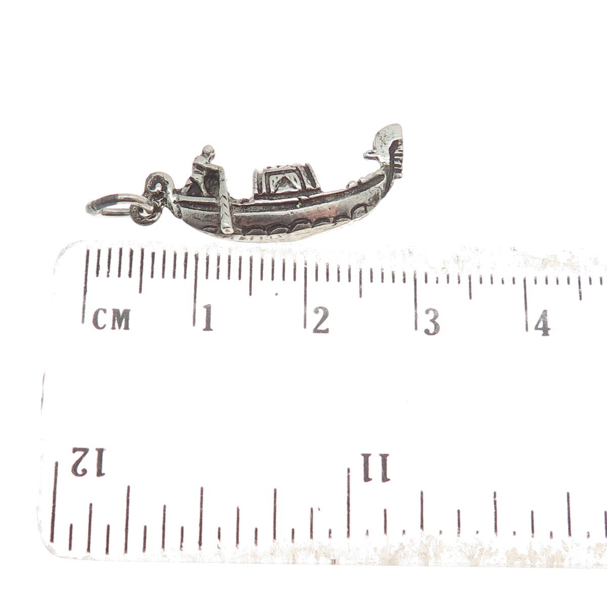 800 Silver Vintage Gondola Boat Minimalist Oxidized Charm Pendant