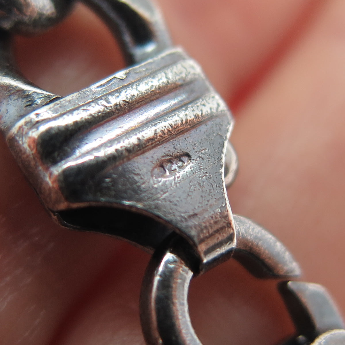 925 Sterling Silver Vintage Italy Curb Link Oxidized Bracelet 8"