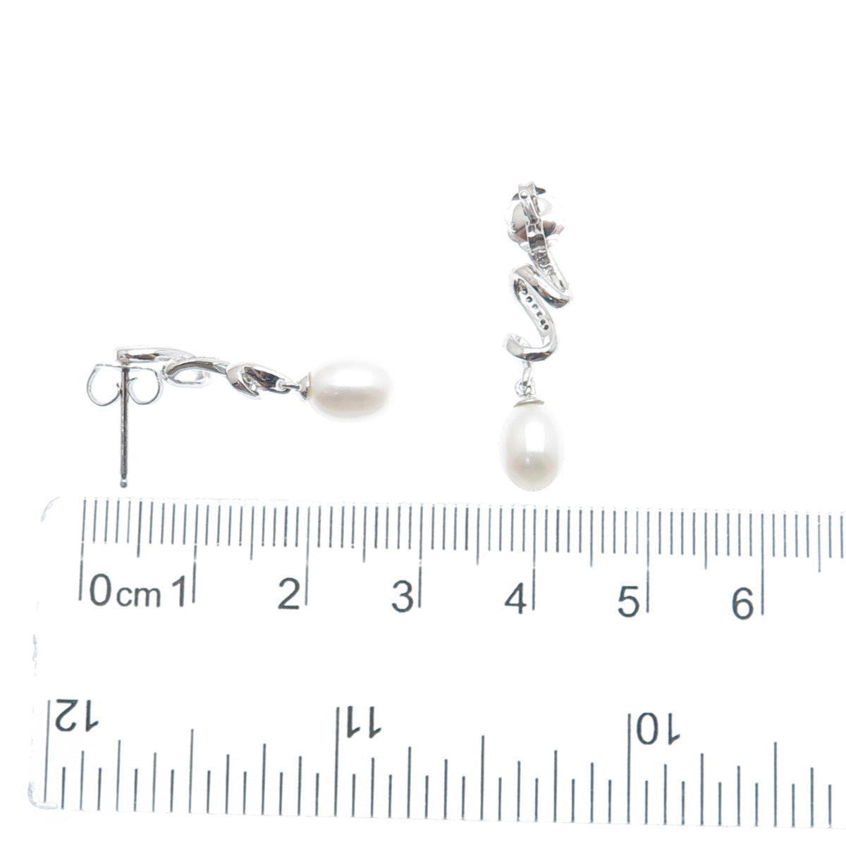 RL RICHLINE 925 Sterling Real Round-Cut Diamond & Pearl Twisted Earrings