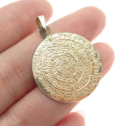 925 Sterling Silver Gold Plated Aztec Tribal Pendant