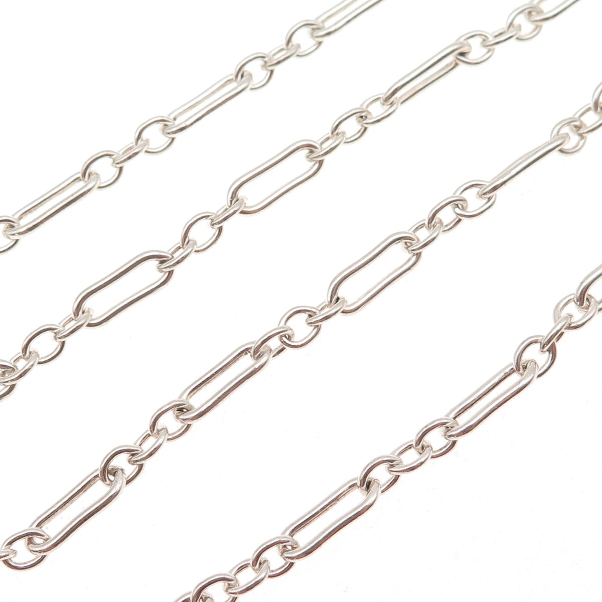 925 Sterling Silver Vintage Paperclip Figaro Chain Necklace 22"
