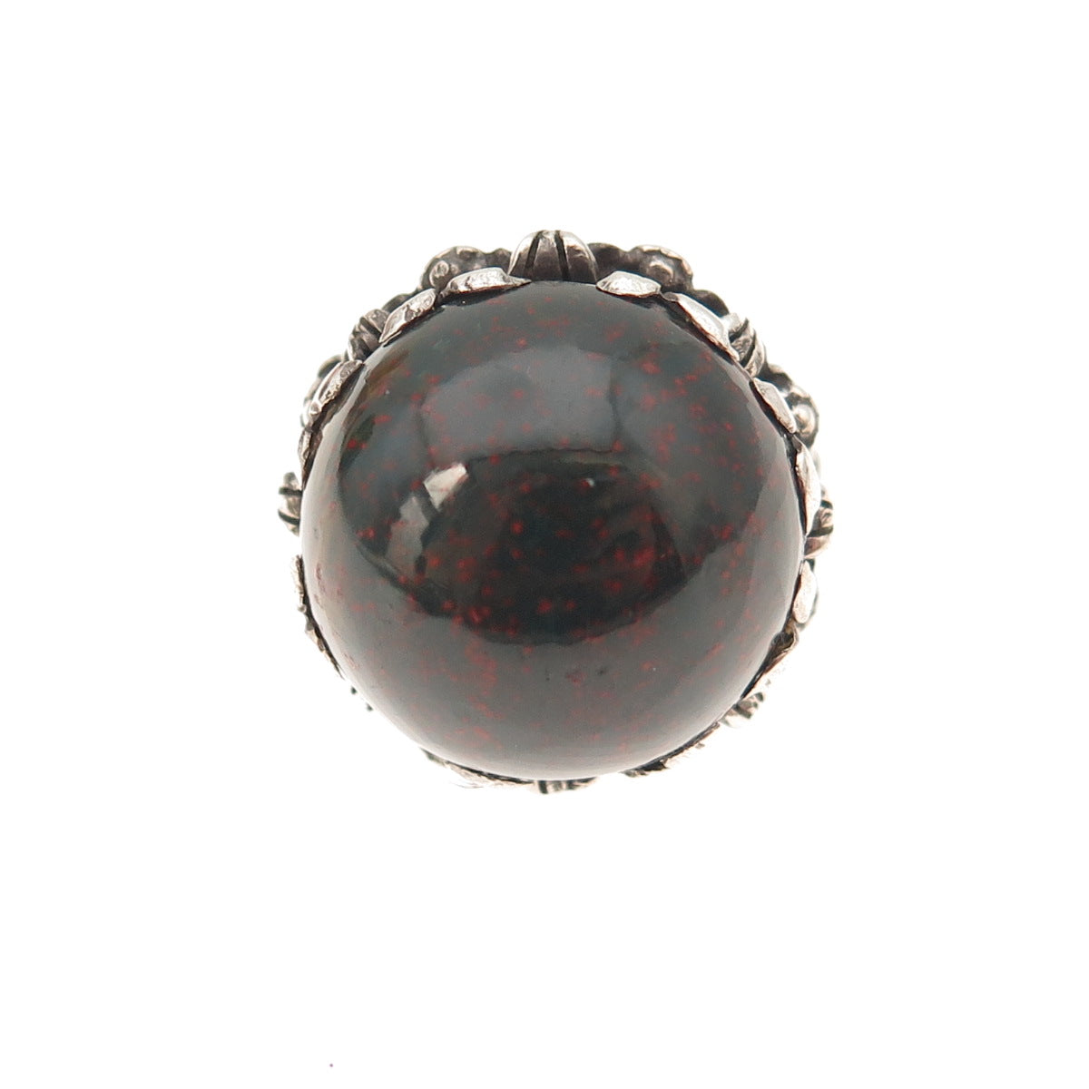 925 Sterling Silver Antique Victorian Real Bloodstone Oxidized Ring Size 5.25