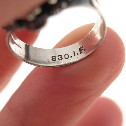 830 Silver Vintage IF Scandinavia Modernist Cannetille Oxidized Ring Size 4.75