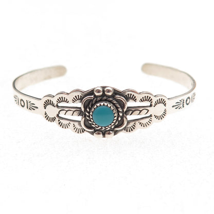 Bell Trading Post Old Pawn Sterling Vintage Turquoise Adjustable Bracelet 4.5"