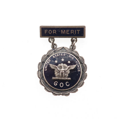 Charles M. Robbins 925 Sterling Antique WWII Enamel US Air Force GOC Pin Brooch
