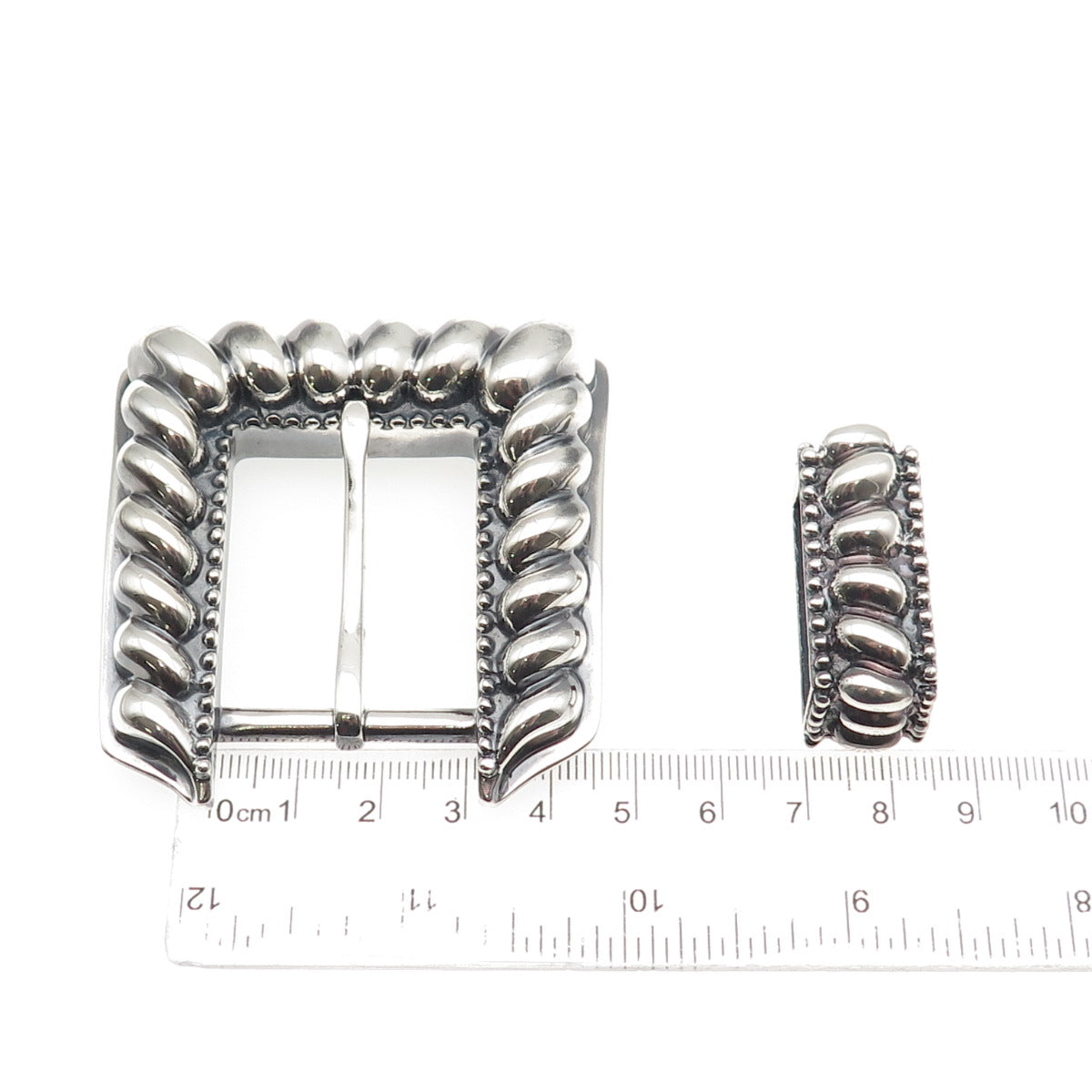 Kirk Smith Navajo Old Pawn 925 Sterling Silver Vintage Tribal Belt Loop & Buckle