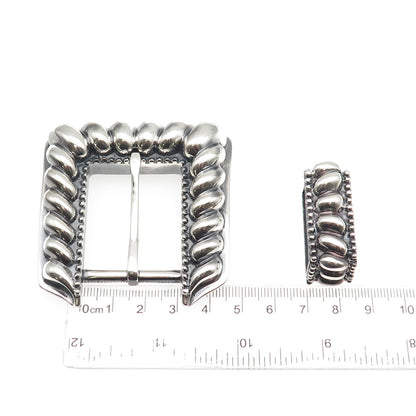 Kirk Smith Navajo Old Pawn 925 Sterling Silver Vintage Tribal Belt Loop & Buckle