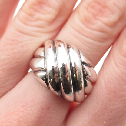 925 Sterling Silver Vintage Modernist Oxidized Ring Size 6.75