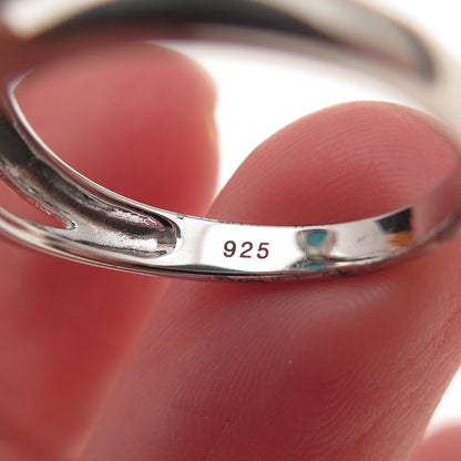 925 Sterling Silver Real Sleeping Beauty Turquoise Bypass Ring Size 8