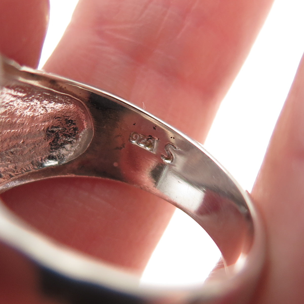925 Sterling Silver Vintage Modernist Seashell Oxidized Ring Size 9