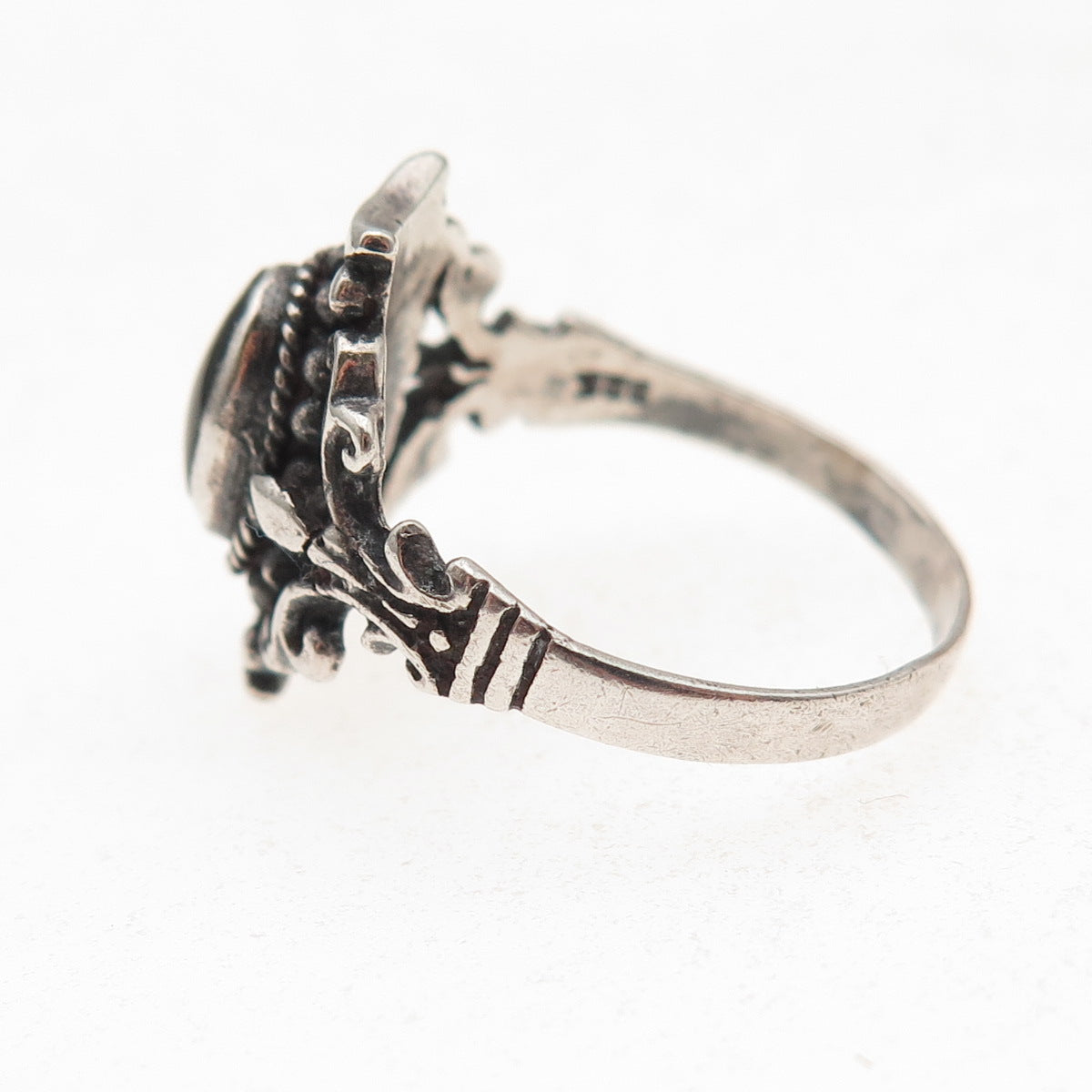 925 Sterling Silver Vintage Real Black Onyx Oxidized Ring Size 9