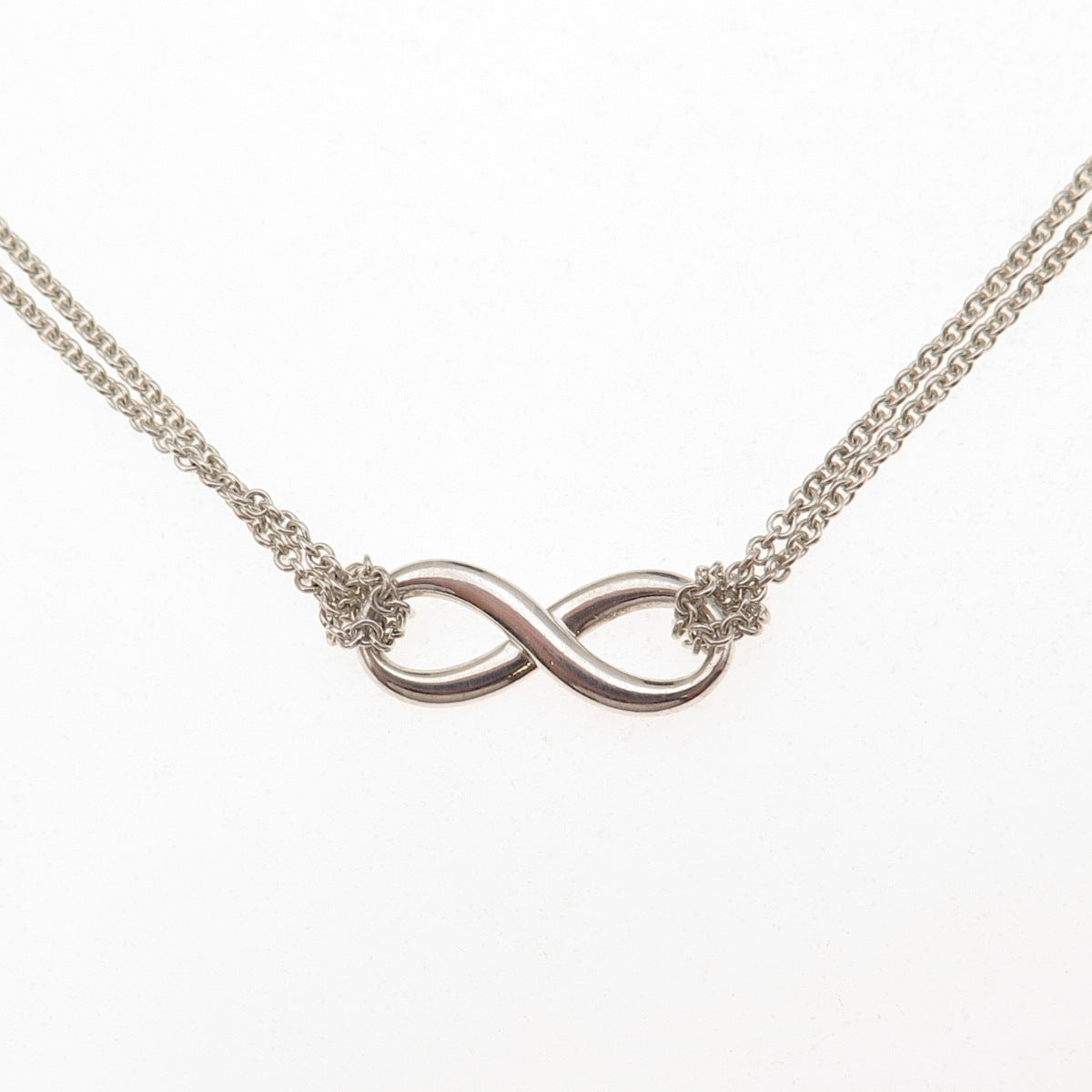 Tiffany & Co. Sterling Silver Vintage Infinity Cable Double Chain Necklace 16"