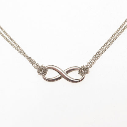 Tiffany & Co. Sterling Silver Vintage Infinity Cable Double Chain Necklace 16"