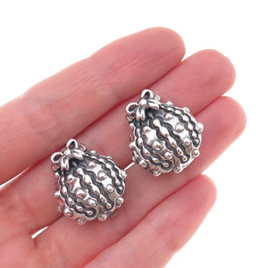Dian Malouf 925 Sterling Silver Vintage Modernist Bow Oxidized Clip On Earrings
