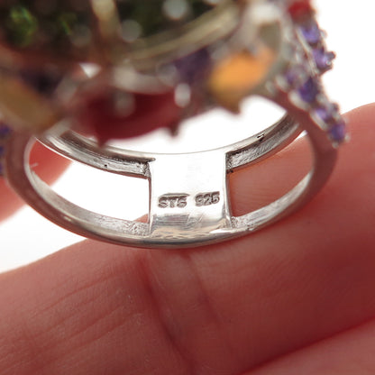 Chuck Clemency 925 Sterling Turquoise Coral Opal Amethyst Peridot Ring Size 8.5