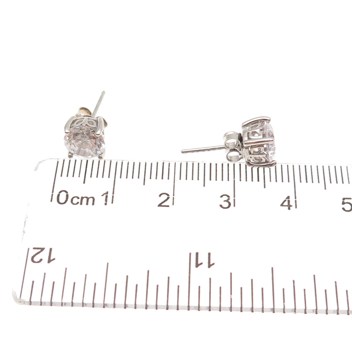 925 Sterling Silver Round-Cut C Z Stud Earrings