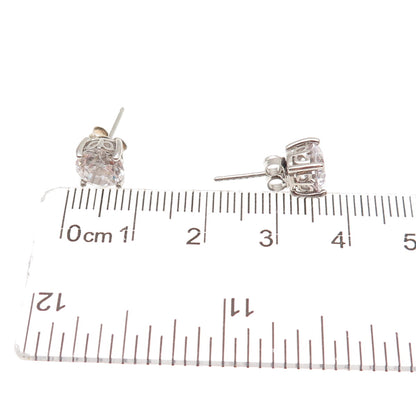 925 Sterling Silver Round-Cut C Z Stud Earrings