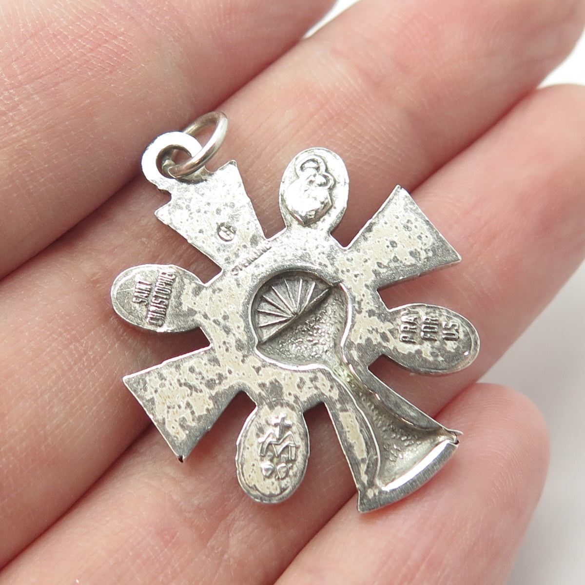 GORHAM 925 Sterling Silver Antique Art Deco 4-Way Cross Religious Pendant