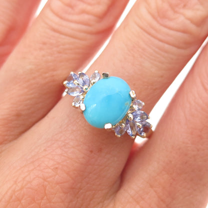 Chuck Clemency 925 Sterling Gold Plated Real Turquoise Tanzanite Ring Size 8.25