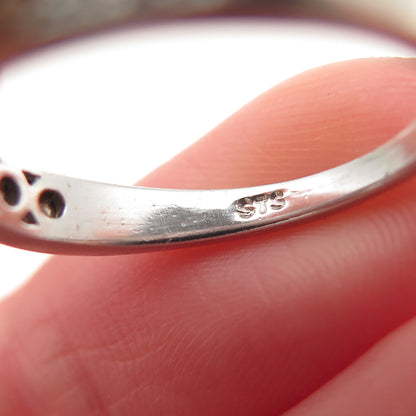 CHUCK CLEMENCY Sterling Silver Real Diamond Half Eternity Band Ring Size 7.25