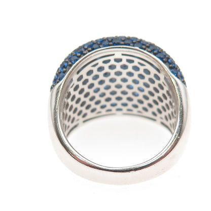 925 Sterling Silver Real Round-Cut Blue Topaz Dome Ring Size 10