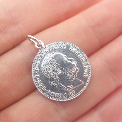Antique 1915 Silver Austrian Empire 4 Ducats - Franz Joseph I Coin Pendant