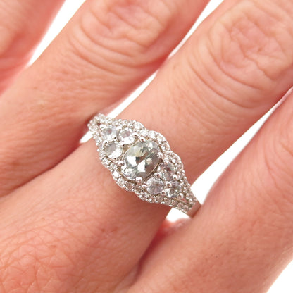 Chuck Clemency 925 Sterling Silver Real Green Amethyst & White Topaz Ring Size 8