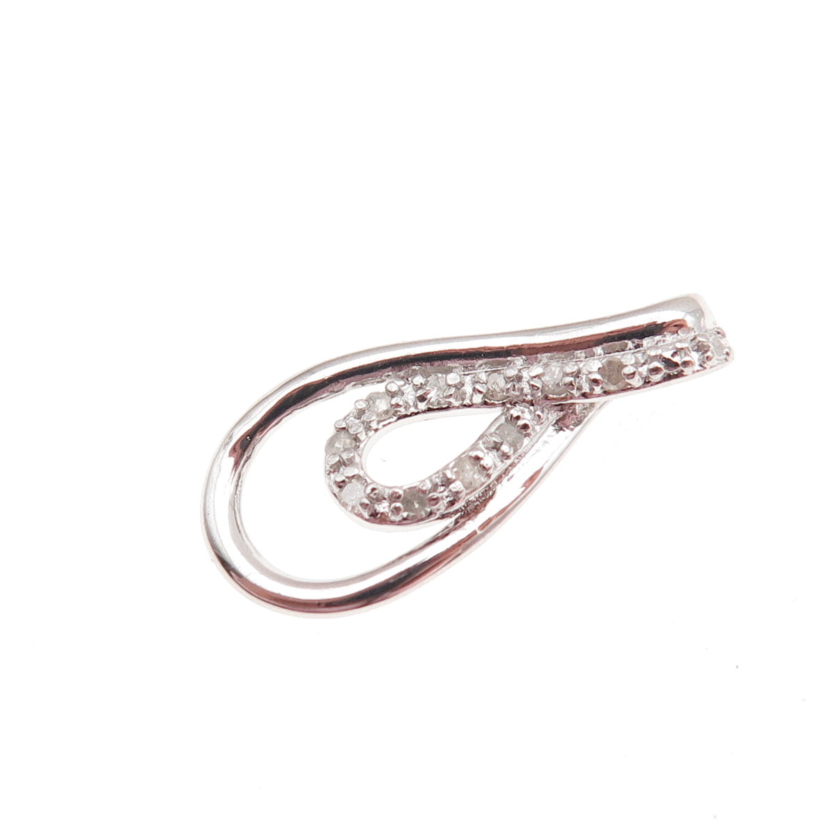 925 Sterling Silver Real Round-Cut Diamond Infinity Mini Charm Pendant
