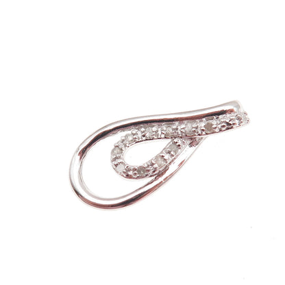 925 Sterling Silver Real Round-Cut Diamond Infinity Mini Charm Pendant