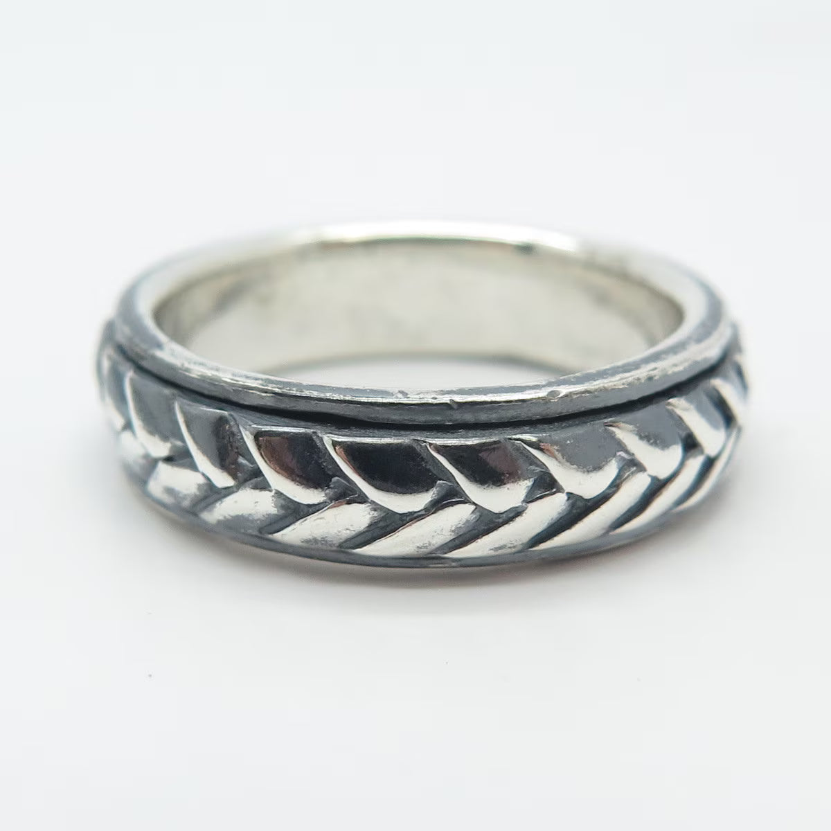925 Sterling Silver Vintage Braided Band Ring Size 9