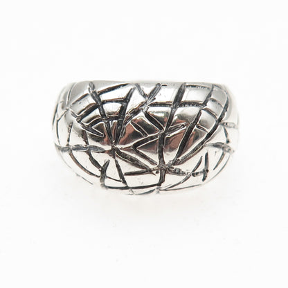 Charles Winston Sterling Silver Vintage Spider Web Oxidized Dome Ring Size 7.75