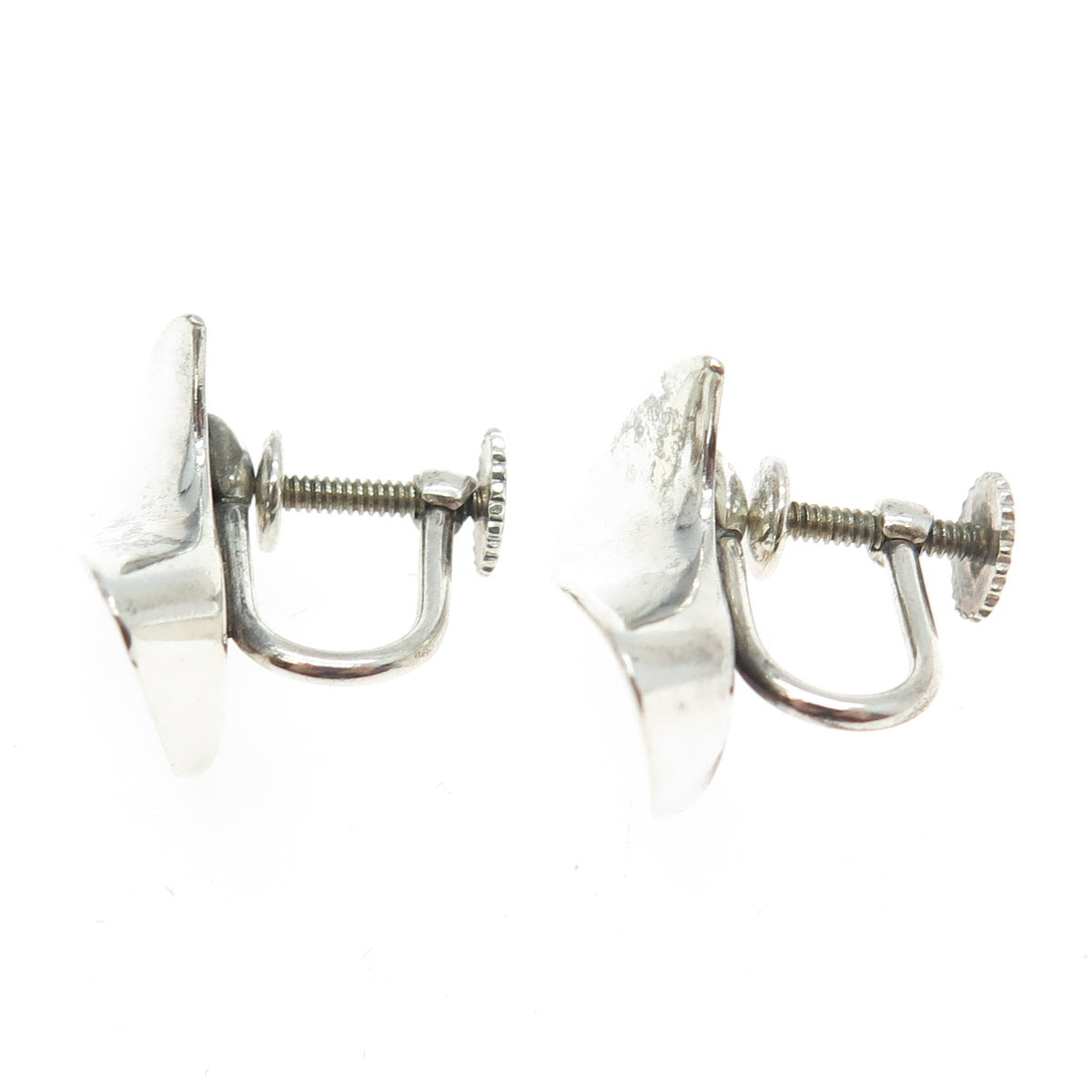 RONALD HAYES PEARSON 925 Sterling Silver Vintage Modernist Screw Back Earrings