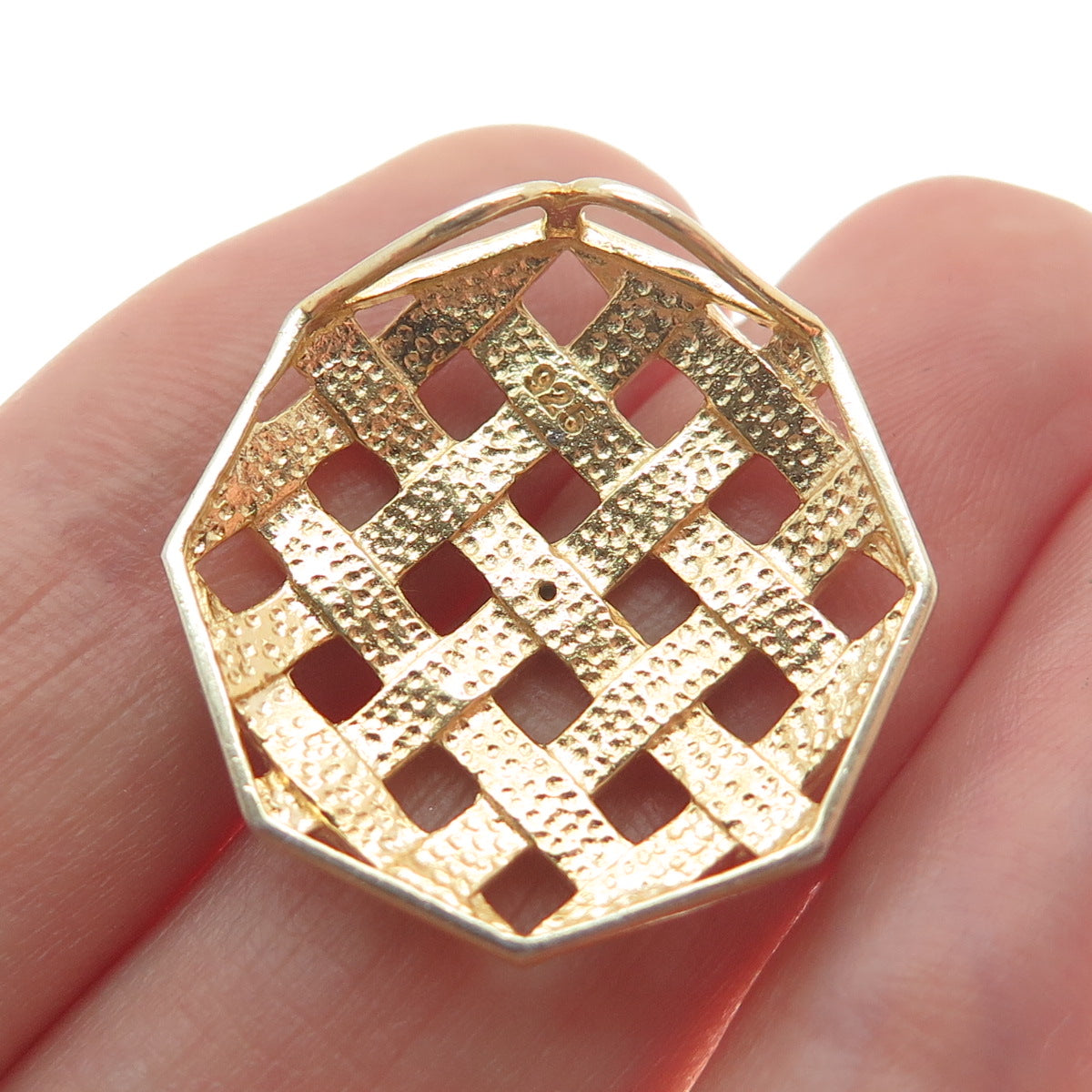 925 Sterling Silver 2-Tone Real Diamond Accent Cage Slide Pendant