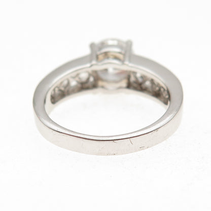 925 Sterling Silver Round & Princess-Cut C Z Engagement Ring Size 9