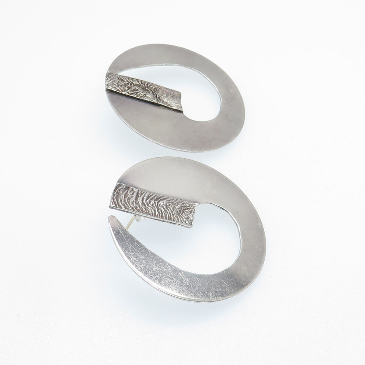 925 Sterling Silver Vintage Modernist Horn Earrings