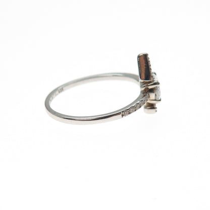 BOMB PARTY 925 Sterling Silver White C Z Arrow Ring Size 7.25