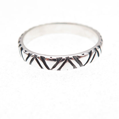 925 Sterling Silver Vintage Heart All Around Oxidized Band Ring Size 7