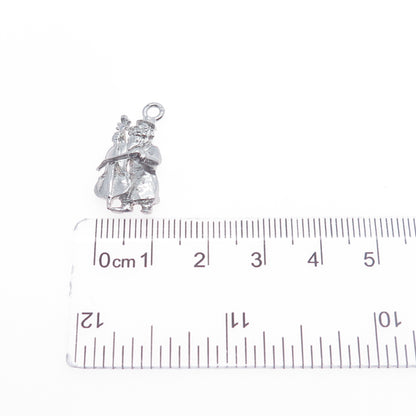 MORIAH 925 Sterling Silver Vintage Upright Bass Musician Mini Charm Pendant