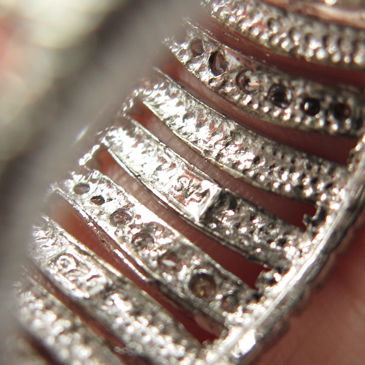 925 Sterling Silver Vintage C Z Wide Band Ring Size 7.25