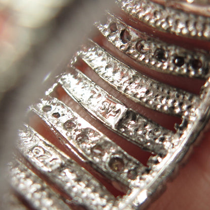 925 Sterling Silver Vintage C Z Wide Band Ring Size 7.25