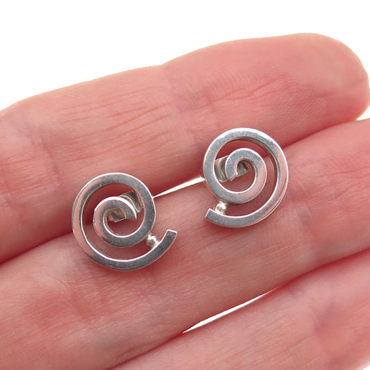 925 Sterling Silver Vintage 1989 Dublin Spiral Stud Earrings