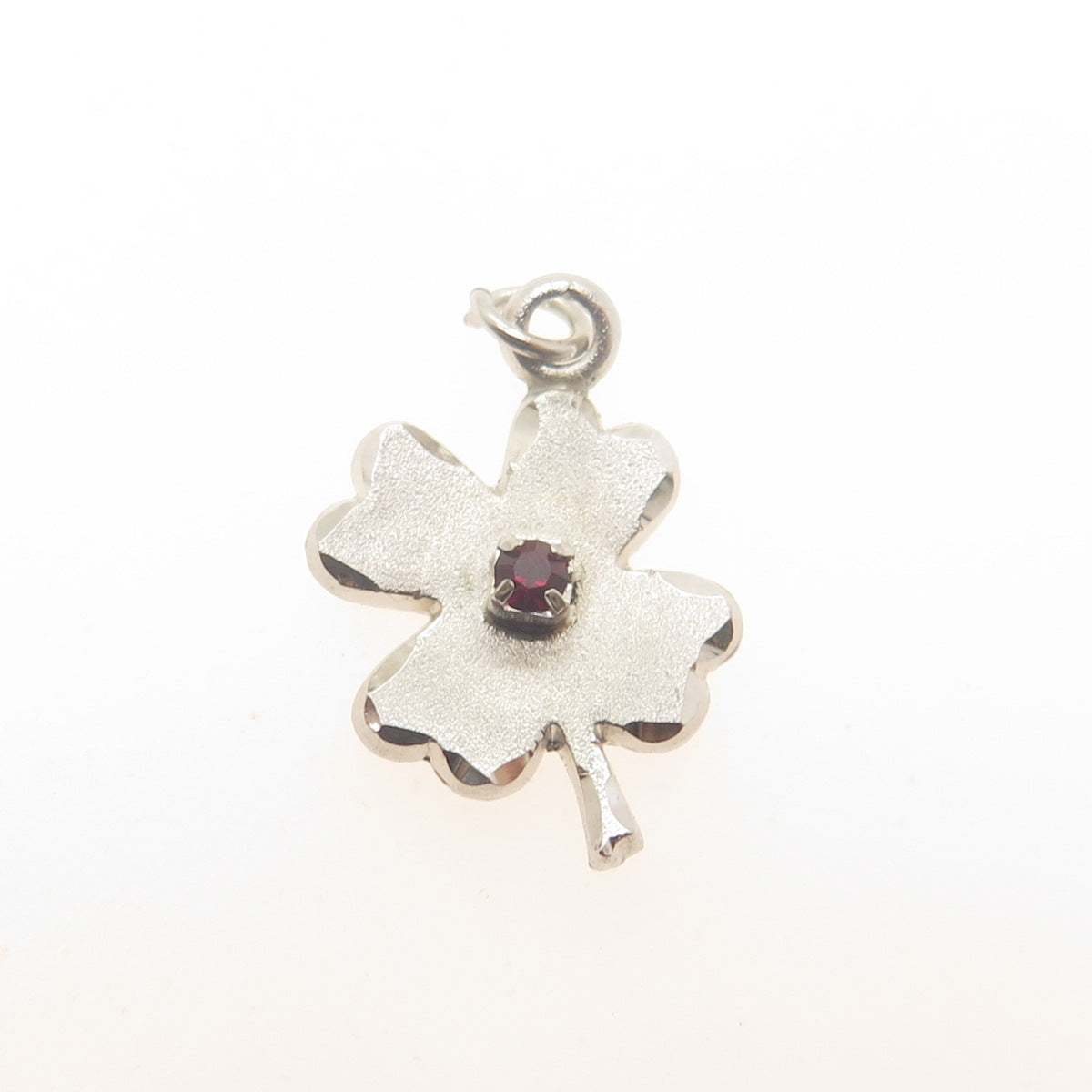 925 Sterling Silver Antique Art Deco Rhinestone Clover Minimalist Charm Pendant