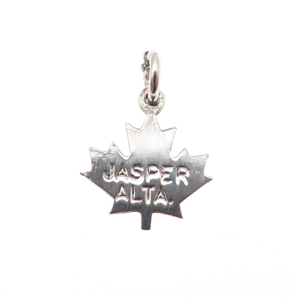 925 Sterling Silver Vintage Jasper Alberta Canada Maple Leaf Mini Charm Pendant