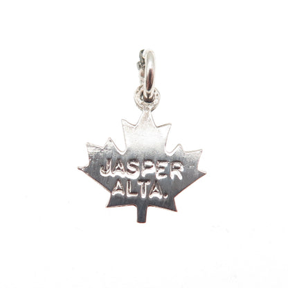 925 Sterling Silver Vintage Jasper Alberta Canada Maple Leaf Mini Charm Pendant