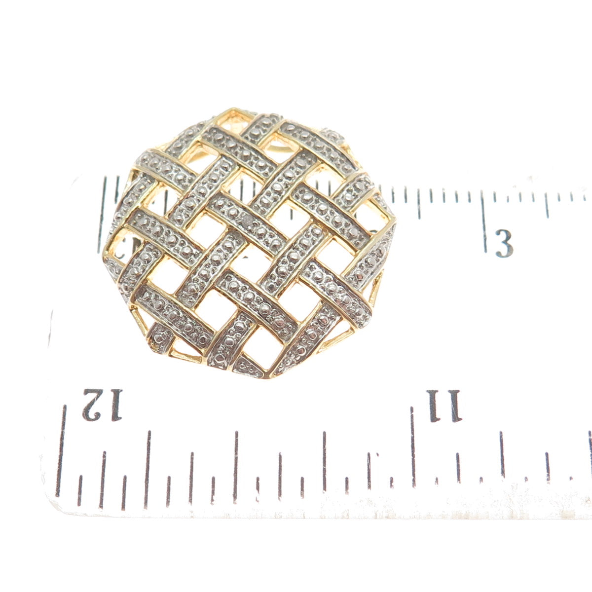 925 Sterling Silver 2-Tone Real Diamond Accent Cage Slide Pendant