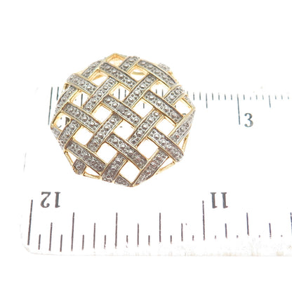 925 Sterling Silver 2-Tone Real Diamond Accent Cage Slide Pendant