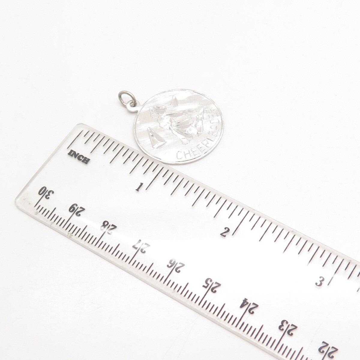 925 Sterling Silver Vintage "Cheerleader" Round Pendant